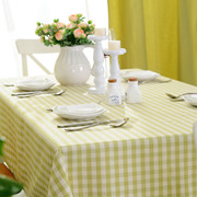绿色小清新防水格子桌布布艺正方形，圆形茶几台布，蕾丝边圆桌餐桌布
