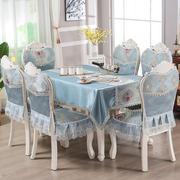 欧式餐椅套长方形餐桌布，椅套椅垫套装加大田园，椅子套罩圆桌布家。