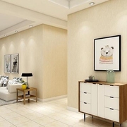 米黄无纺布家用卧室壁纸米色，现代简约客厅素色，米白色环保墙纸