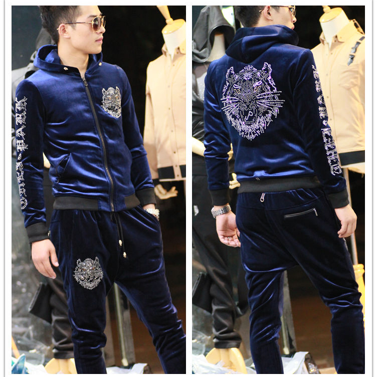 Plush thickening Lovers suits 2019 the republic of korea Jinsirong Velvet Hot stamping Hooded coat Sweater Cross-pantsin the Men's clothing, Set , Other Suit category - from Buy2taobao.com to provide professional Taobao agent buy service