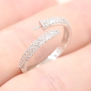 925银戒指配件珍珠，戒指空托活口调节指diy手工材料蛇形指环