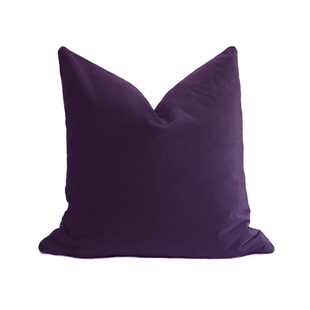 紫色紫罗兰色简约纯色绒布现代抱枕靠垫沙发靠背腰枕样板房咖啡店