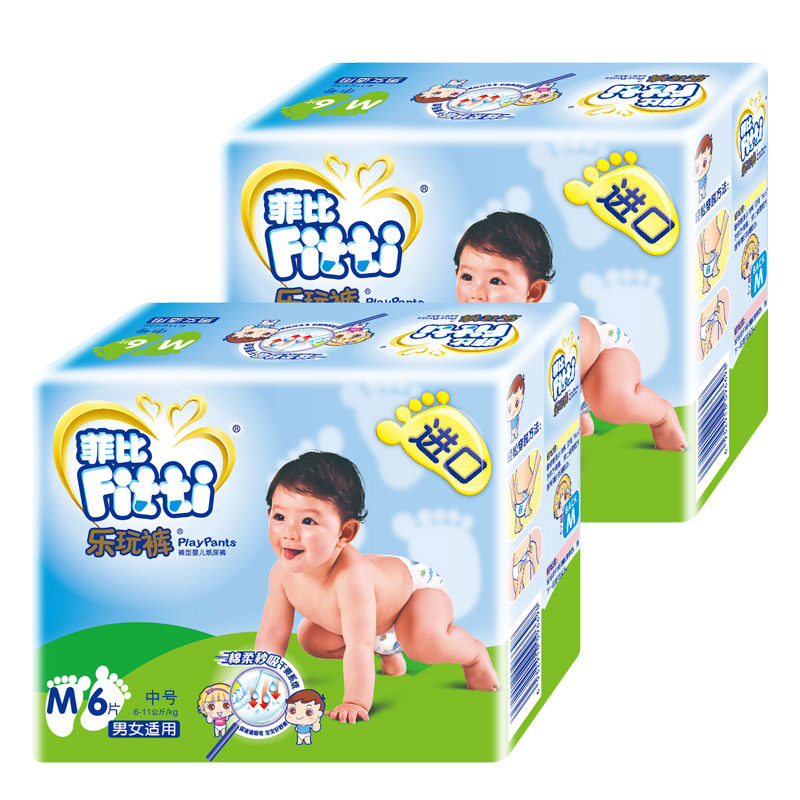 【菲比旗舰店】FITTI菲比裤型纸尿裤乐玩裤M12片 M6*2包