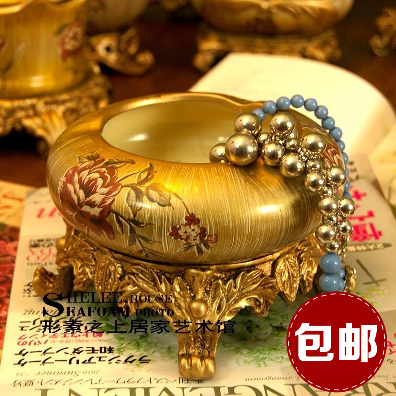 超值特价欧式古典装饰烟灰缸金色烟盅家居餐桌茶几创意工艺品摆件|ruв категории Домашний быт, декоративная посуда, декоративные пепельница - от Buy2taobao.com для оказания профессиональной услуги покупки агента Taobao