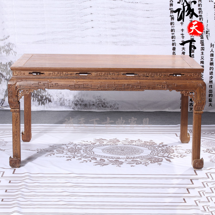 红木家具 鸡翅木餐桌中式实木长方桌吃饭桌客厅餐桌餐椅