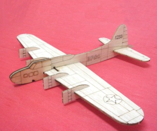 b17仿真轻木手掷飞机，模型滑翔机航模比赛益智拼装儿童科普玩具