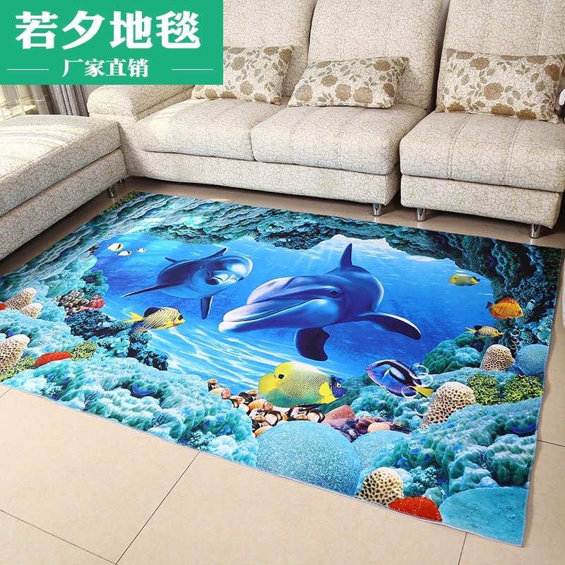 欧式3D立体印花地毯卡通客厅地毯卧室地垫防滑门垫儿童脚垫长方形
