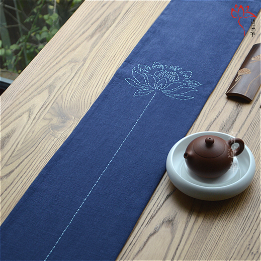 纯手工一针一线缝绘莲花图布茶席 桌旗 手工布艺茶垫布杯垫老布垫|msdalam kategori pinggan mangkuk, set teh, Majlis teh/dengan sifar - dari Buy2taobao.com untuk memberikan perkhidmatan ejen Taobao profesional membeli