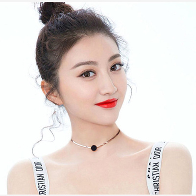 钛钢饰品欧美气质黑色圆圈玫瑰金短款项链潮人罗马数字锁骨链女款