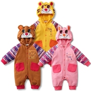 日本童装nissen秋冬男女宝宝，动物造型长袖连体衣爬服