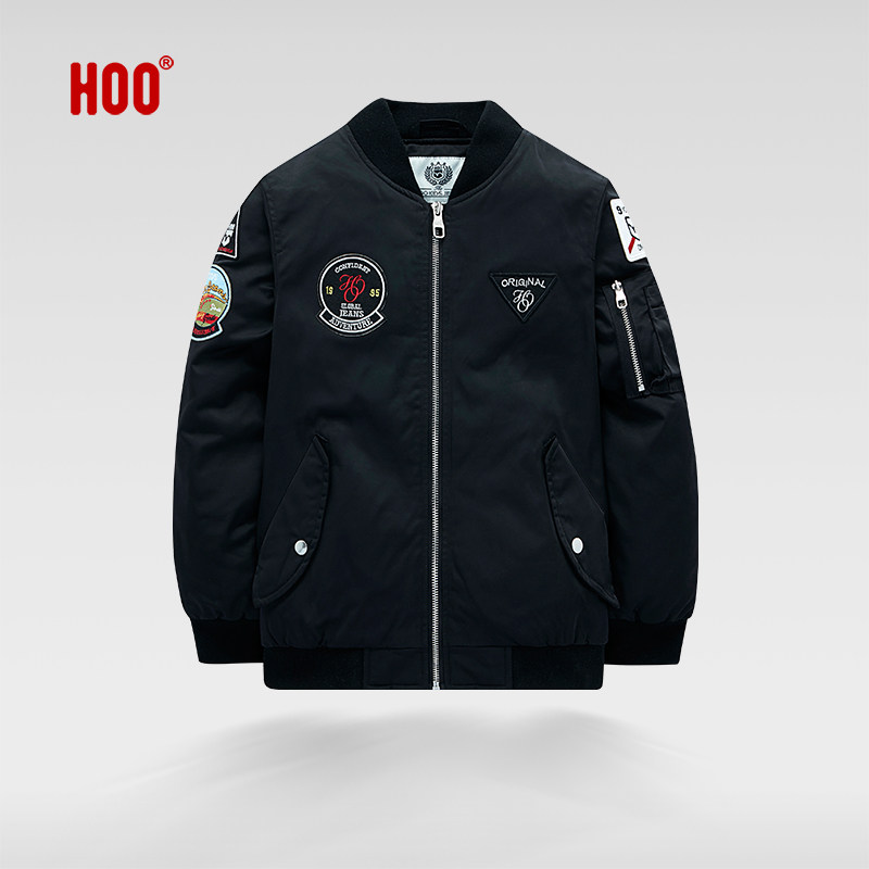 hoo男童棉衣秋冬装 儿童舒适保暖厚外套中大童拉链衫棉服上装新款