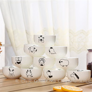创意十二生肖陶瓷饭碗 卡通儿童12生肖动物碗 汤碗韩式碗定制