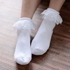白色蕾丝花边棉袜子日系洛丽塔糖果，色jk中筒堆堆，袜双层全棉小腿袜