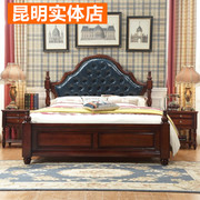 美式全实木床带皮软靠包1.8米双人太子床橡木简美主卧室高档婚床