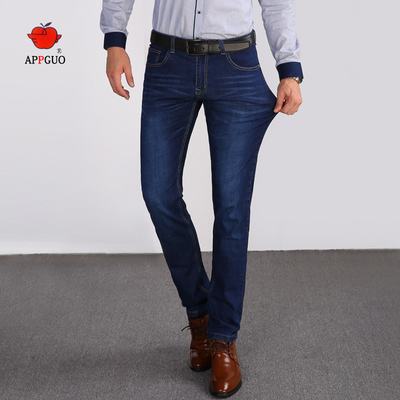 APPGUO苹果男士牛仔裤 直筒宽松弹力牛仔裤