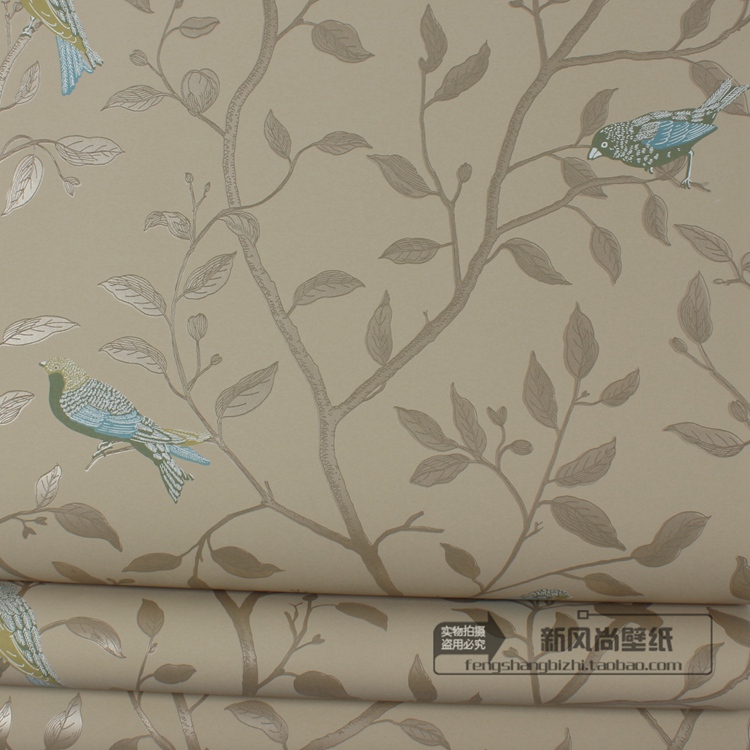 风尚进口壁纸 美式新中式枝蔓 花鸟淡雅电视沙发背景墙壁纸尾货|msdalam kategori keluarga memasang ibu, Wallpaper, kertas dinding kertas tulen - dari Buy2taobao.com untuk memberikan perkhidmatan ejen Taobao profesional membeli