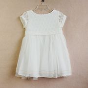 童装外贸单儿童(单儿童，)白色夹层短袖连衣裙，儿童蓬蓬裙儿童裙子花童裙