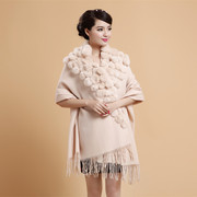 加厚超大獭兔羊毛围巾，两用女纯色，秋冬季保暖婚纱披肩斗篷外套