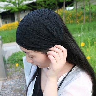 超宽蕾丝包头发带韩版薄款束发带，头饰头箍女弹力宽边发箍头套发饰