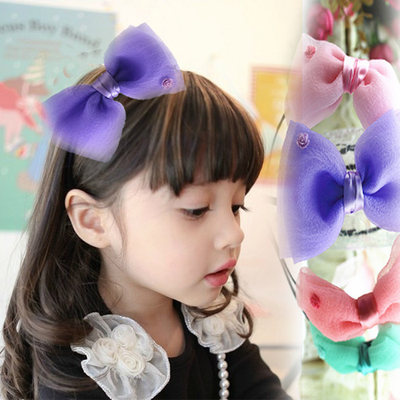 衣纯布道品牌童装韩版女童发饰品甜美雪纱蝴蝶结发箍发夹发绳头箍