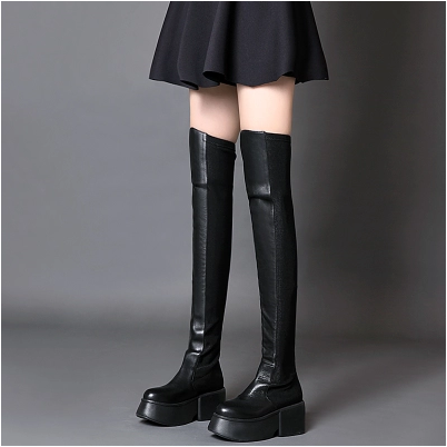 秋冬季真皮厚底弹力靴女百搭高跟过膝长靴坡跟高筒靴子长筒瘦瘦靴|ruв категории Женская обувь, сапоги - от Buy2taobao.com для оказания профессиональной услуги покупки агента Taobao