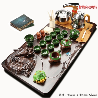 整套紫砂功夫茶具套装陶瓷家用实木茶H盘全自动电磁炉茶台茶道配
