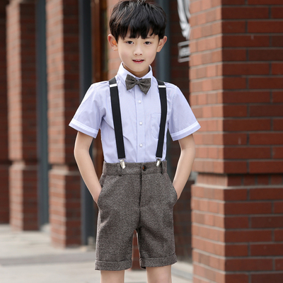儿童礼服男童短裤背带套装六一合唱演出服夏男