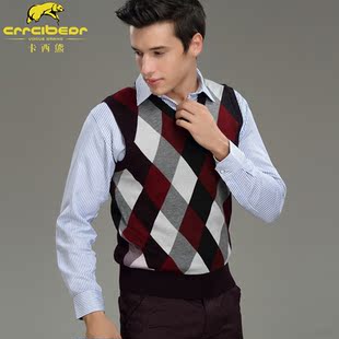 vip特惠v領羊毛衫套頭背心男無袖背心男士羊毛馬甲針織羊毛背心