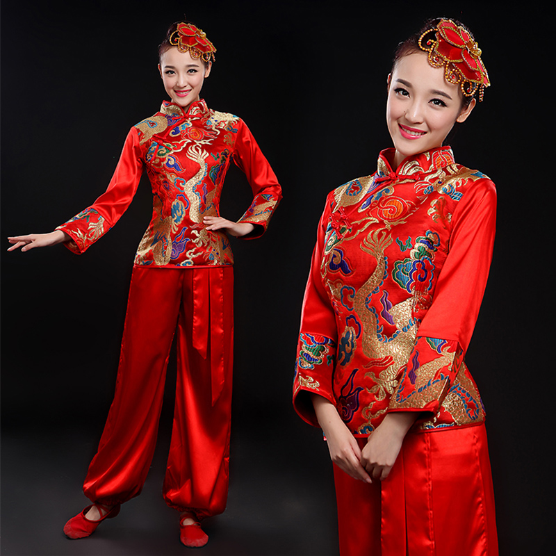 新款秧歌服演出服古典舞蹈服装女现代民族腰鼓队打鼓服广场舞套装在类目 女装/女士精品, 唐装/民族服装/舞台服装, 民族服装/舞台装中 - 来自Buy2taobao.com提供专业的淘宝代购服务