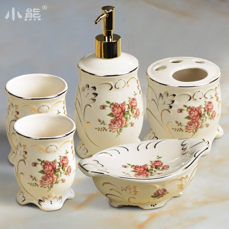 rose European style originality bathroom Five-piece Shower Room ceramics Wash and rinse Supplies suit Wedding celebration gift ceramics originalityin the Tableware , Tableware , Porcelain tableware suit category - from Buy2taobao.com to provide professional Taobao agent buy service