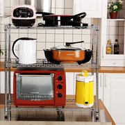 厨房置物架三层不锈钢色微波炉架烤箱架放锅架储物架收纳层架