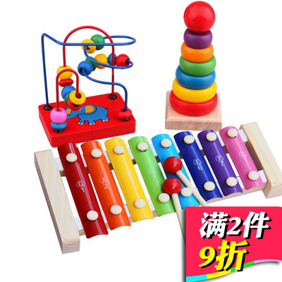 益智儿童婴幼儿童敲琴串珠绕珠木制玩具套装儿童婴幼儿礼物礼品