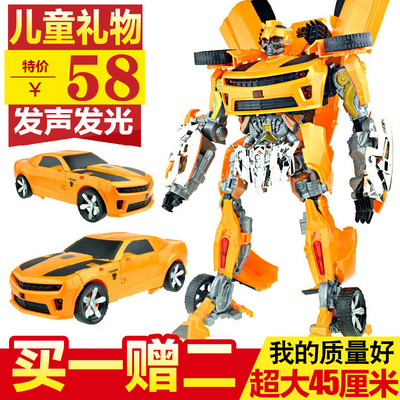 变形玩具金刚5 大黄蜂声光版大号汽车机器人模型正版男孩儿童玩具