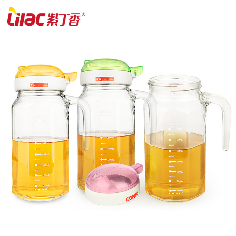 紫丁香900ml 大号加厚玻璃防漏油壶酱油瓶醋瓶厨房定量控油瓶包邮