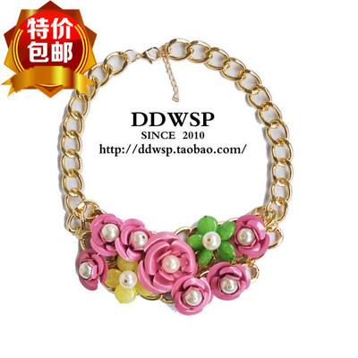 Package mail South Korea short summer vacation exaggerated flower CaiQi pearl necklace restoring ancient ways, collarbon