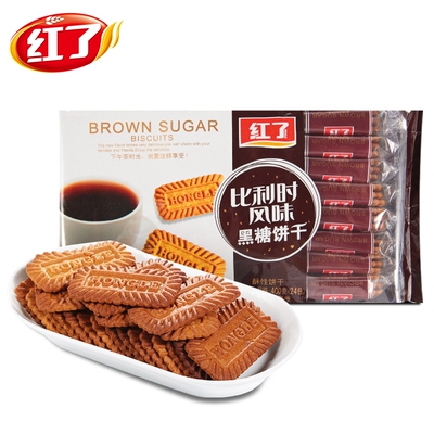 【天猫超市】红了比利时风味酥性饼干黑糖味400g克黑糖年货饼干