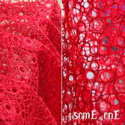 经典伦巴红镂空蕾丝肌理，网纱网布优于水溶蕾丝，纯棉服装设计师布料