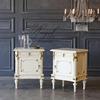 法国实木家具 欧式实木纯手工雕花床头柜 象牙白颜色古董床头柜