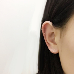 耳骨环s999纯银耳钉耳圈耳环简约小耳扣养耳，耳饰圈圈潮耳骨钉