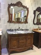 高档简欧式浴室柜仿古落地卫生间，浴柜美国红橡木，实木镜柜组合洗手