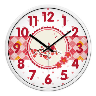摩门挂钟家里客厅创意壁钟卧室静音挂表现代红色梅花时钟石英钟表