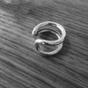 s925纯银指环女食指，中指时尚个性独特双层加粗厚重重工开口戒指