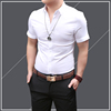 2024夏季短袖衬衫男士韩版寸衫修身青年纯色商务休闲男装白衬衣潮