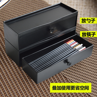 日式筷子盒抽屉抽拉筷子筒带盖筷子架餐具收纳盒韩式塑料快笼