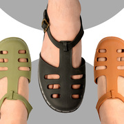 越南男士凉鞋包头老式复古休闲沙滩鞋防水塑料，罗马橡胶国潮军夏鞋