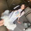 泰国潮牌短袖T恤彩虹宝莉小马卡通独角兽拼接蕾丝网纱蓬蓬连衣裙