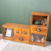 zakka杂货木质创意，多层桌面收纳盒化妆品，实木置物架柜杂物办公桌
