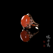 儒匪窝南红玛瑙，镶钻18k金戒指，(20564185367)