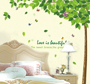 绿树墙贴卧室客厅电视沙发背景墙装饰品壁纸田园自粘大树贴纸贴画