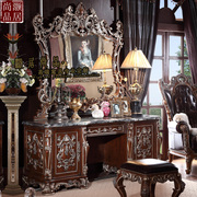欧式实木梳妆台梳妆桌家用别墅雕花卧室高端大户型大理石面化妆桌